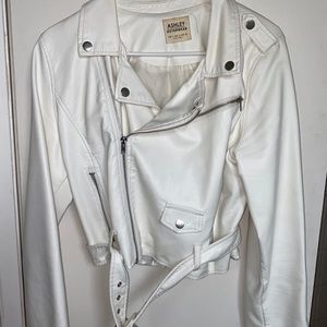 Vegan leather white jacket size large